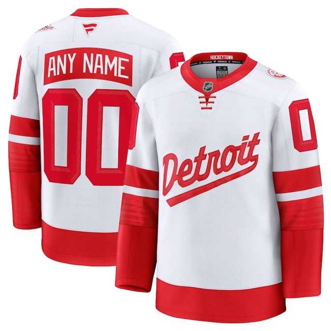 Mens Detroit Red Wings Active Player Custom White Red 2024-25 Stitched Jersey